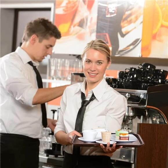 12 Pack Plastic Serving Trays Fast Food Trays Cafeteria Kitchen Party Black - Picture 2 of 8